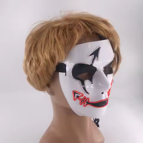 LED Neon Devil Mask Terror Party Mask LED Luminous Mask EL Fluorescent Halloween Party Masquerade Ma