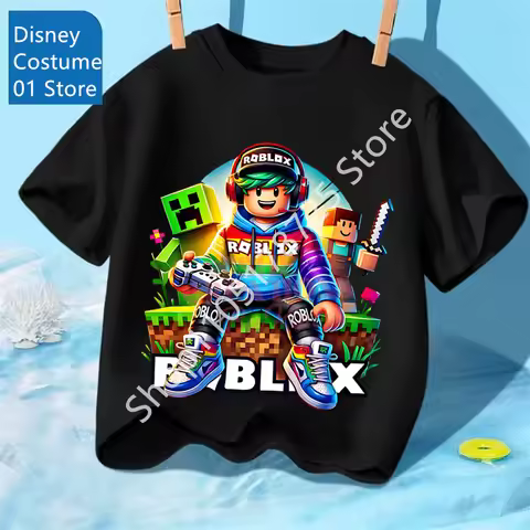 Roblox Colorful Avatar Printed Kids T Shirt for Boys and Girls Soft Casual Short Sleeve Tee Children