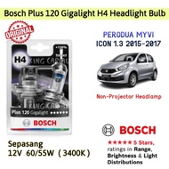 For Myvi Icon 1.3  2015-2017~ 2 Pcs/1 Pair 3400K 12V H4 BOSCH Plus 120 Gigalight Mentol Lampu Depan 