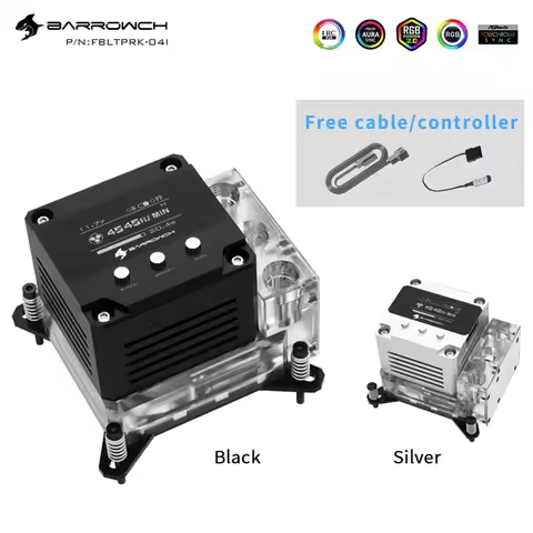 Barrow CPU Water Cooling Block Pump Integrated combo For Intel/AMD, 17W PWM Intelligent Pump, OLED D
