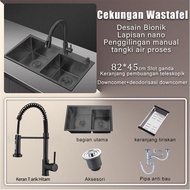 Royalstar Kitchen Sink Bar Set Lengkap Black/Wastafel Stainless Steel Hitam 304 Dengan Kran Angsa F