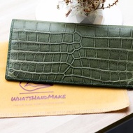 法國料啞面鱷魚皮革摺款長銀包