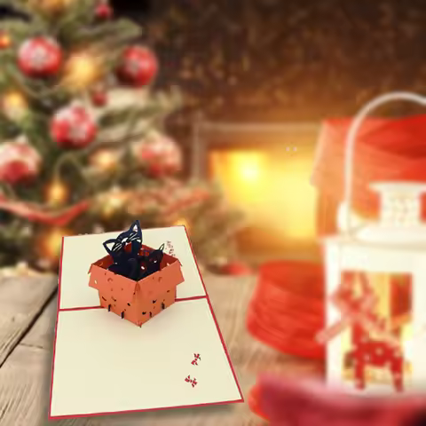 1/2/5PCS 3D Cat Animal Pop UP Cards Greeting Card Christmas Invitation Card Kids Gift Card Thank You