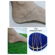JEDAR CHAIN ANKLE BRACELET +1 BELL GENUINE SILVER BRACELET 925 GOLD PLATED LATEST WOMEN'S FASHION AN