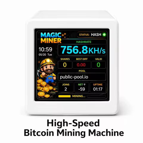 Mini High-Speed Cryptocurrency Mining Equipment With WiFi, Bitcoin Miner Monitoring, USB Power Suppl