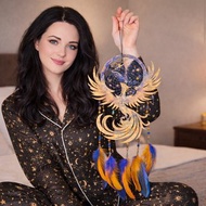 手工鳳凰捕夢網 紅藍配色波西米亞風牆飾 火焰鳥禮物