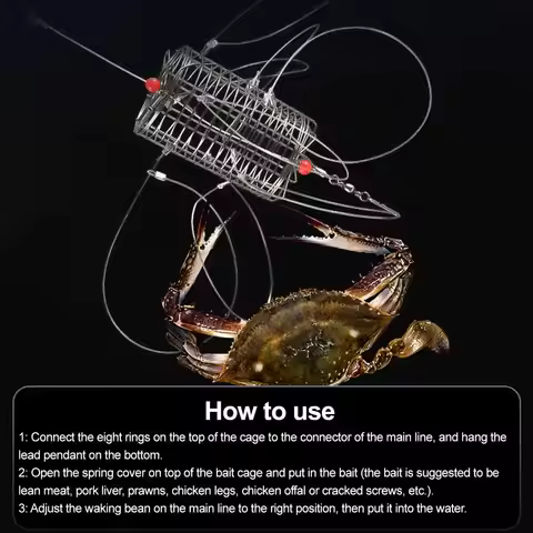 Stainless Steel Crab Catching Tool Lure Trap Steel Wire 8 Laps Crab Fishing Cages Fish Cage Feeder C
