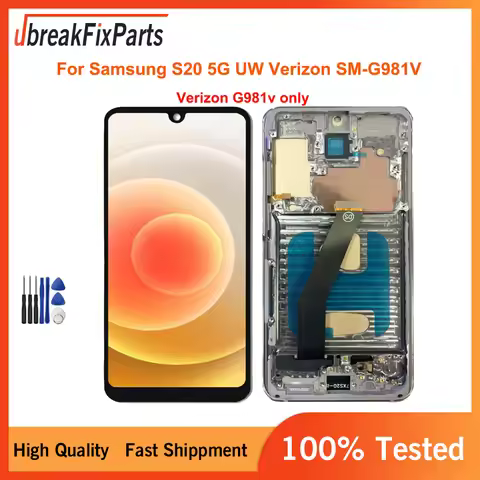 Incell For Samsung S20 5G UW Verizon G981V G980V LCD Display Touch Screen Frame Assembly