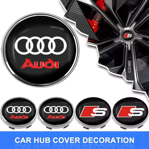 4pcs Car Wheel Center Cover Car Hub Caps Car Sticker For Audi TT Q3 Q5 Q7 Q8 B5 B6 B7 B8 B9 Q7 8P 8V