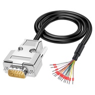 DB15 VGA Solderless Breakout Connector with 5Ft 24AWG Replacement Cable, Metal Shell 3+9 DB15 3Row S