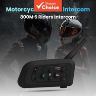 V6 Plus Motorcycle Helmet Bluetooth Intercom 1200M Range Type-C 6 Riders