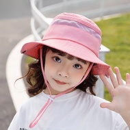 Summer Children Bucket Hat Drawstring Outdoor Fisherman Hats Kids Foldable UV Protection Beach Sun Cap For Boys Girls Adjustable