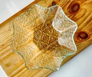 復古海棠花玻璃盤 文創玻璃 窯燒玻璃 壓花玻璃 海棠花 老屋 禮品