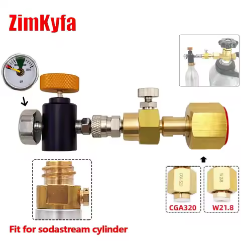 CO2 Soda Refill Station Adaptor for Sodastream Tr21-4 Cylinder Bottle from W21.8-14 CGA320 G3/4 Carb