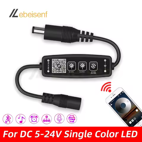 New DC 5V 12V 24V 3A Single Color LED Strip Light Smart Bluetooth APP Music MIC Timing Group Lightin