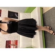 LENTILLE Luxe Black Halter Dress with Gem Brooch – Size 9A-M – Japan Made – MSRP ¥36,000 (≈$225 USD)