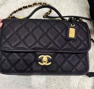 Chanel Handbag caviar 魚子醬黑金郵差包
