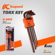 Japanese Kapusi Brown Steel Ball Head Hexagonal Set 9 L-Shapes 1.5-10mm, Material CR-V6150 Steel