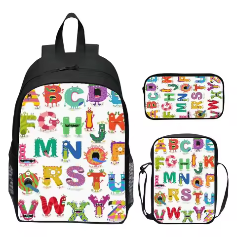 16 inch children's backpack 3-piece set Alphabet Lore alphabet legend elementary school backpack sho