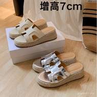 Sandal platform wanita gaya Zhao Lusi yang sama, peningkatan ketinggian 7cm, sandal tumit tinggi ber