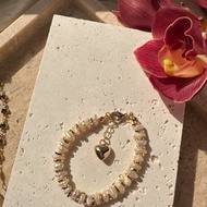 【熱賣】鍍金 愛心 海水珍珠手鍊 | Y2K 千禧風飾物歐美