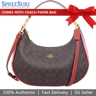 Coach Handbag With Gift Paper Bag Shoulder Bag Crossbody Bag East West Ha Brown Blush Pink Terracotta Red # F25897