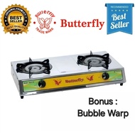 Kompor Gas LPG 2 Tungku Api Biru Besar Komersil Butterfly GS 8150