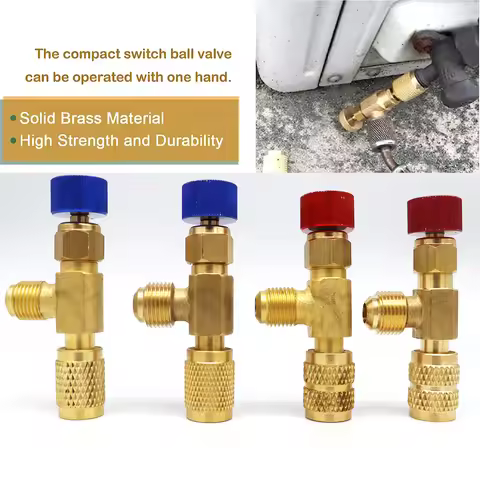 R410A R22 Refrigerant Charging Valve Liquid Safety Adapter Flow Control Ball Valve for R410A R22 Air