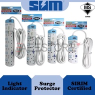 SIRIM PSO 3 , 4 , 5 , 6 Way Surge Protector Portable Extension Trailing Socket (5M)