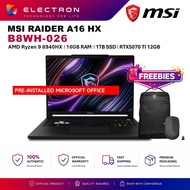 MSI Raider A16 HX B8WH-026 16'' QHD+ Gaming Laptop ( R9-8940HX, 16GB, 1TB SSD, RTX5070Ti 12GB, W11PR