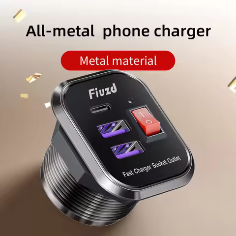 ON/OFF Charger Socket USB C Car Charger Socket 12V/24V Multiple USB Outlet Two PD Type-C USB-C & QC3
