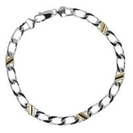 蒂芬妮 (Tiffany & Co.) 復古扁平鏈節手鍊，925 純銀和 18K 黃金材質。男女皆宜。 [二手]