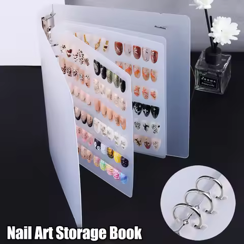 Nail Art Showcase Book, Large Capacity Nail Artwork Storage Book with Card Holder, DIY Simple Design
