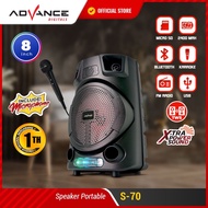 Speaker Aktif Portable Advance S-70 speaker karaoke Bluetooth Extra Bass Gratis