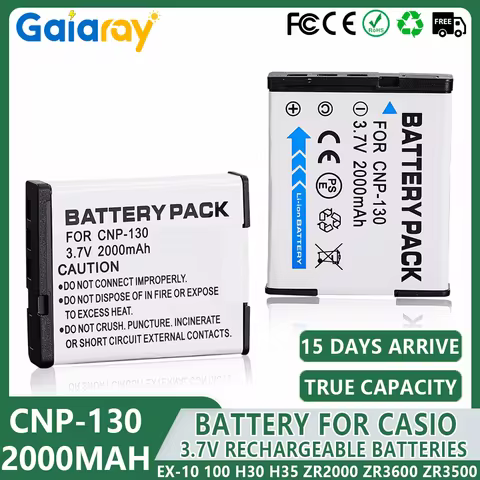 1-6Pcs NP-130 CNP-130 NP130 Camera Battery 3.7V 2000mAh For CASIO EX-10 100 H30 H35 ZR2000 ZR3600 ZR