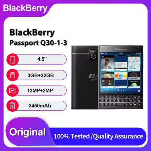 Original Unlocked BlackBerry Passport Q30-1-3 Bluetooth 4G 13MP 4.5 inches 3450mAh Mobile Phone