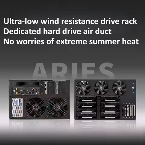 Aries 8-Bay NAS Vertical Chassis, 2mm Anodized Aluminum, ATX Motherboard | SFX Power Supply SATA/SAS