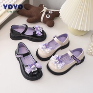 New Kuromi Black shoes for Kids Girls Mary Jane Shoes Fashion Lolita Shoes Flat Casual School Shoes 