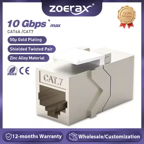 ZoeRax 1Pcs RJ45 Coupler Keystone Jack Cat7 Cat6a 10G Support, Female Keystone STP 10 Gbps for Wall 