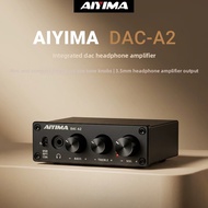 AIYIMA DAC-A2 Headphone Amplifier DAC HiFi Bass Treble Control RCA Output Desktop Audio Converter
