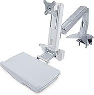 StarTech.com Sit-Stand Monitor Arm with Keyboard Tray - Adjustable Desk Mount Sit-Stand Workstation