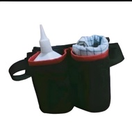 MERAH Cordura 600 Webbing Fa Cleaning Officer Waist Bag 24x15cm Black with Red Stripes