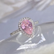 KL0018HONG Women's Silver Ring Rosie Halo Pera Half Plate 1.5mm Pink Water Drop Master Stone 7.0mm b