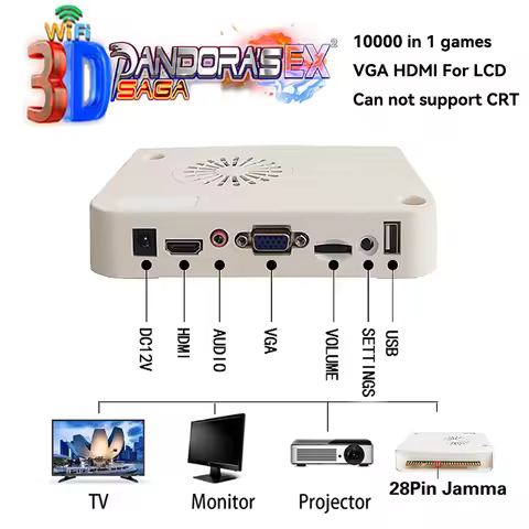 Pandora EX SAGA Box 10000-In-1 Game Board 64G WiFi Spanish English 3- 4-Player Arcade PCBA Board Sav