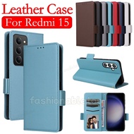 For Redmi15 5G Flip Leather Phone Case For Redmi 15 C 15C Redmi15 C Redmi15C 2025 Magnetic Bracket C