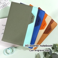 (Can Engrave Logo) A5 leather business notebook, journal, student diary, meeting minutes pad, travel