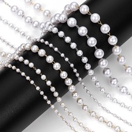 1 Meter Metal Imitation Pearl Chain, 3-8mm Pearl Spacer Chain DIY Bracelet Necklace Hair Accessories
