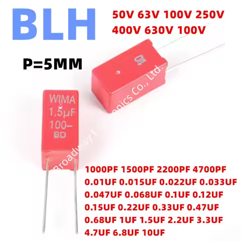 2PCS WIMA RED MKS2 5MM Film Capacitor Hi-Fi Audio P5 50V 63V 100V 250V 400V 630V 1000PF 0.001UF 1500