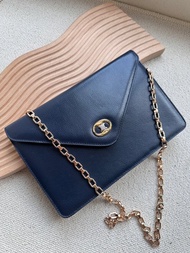 Vintage Celine 海軍藍凱旋門手拿包鏈條包