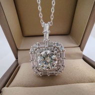 สร้อยคอผู้หญิงเงิน S925แท้2CT 1CT Mosonite D VSS เครื่องประดับงานแต่งงานของขวัญที่ระลึก